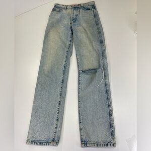 Revice Jeans Blue Butt Cut Distressed Button Fly
Straight Leg Jeans Size 25”